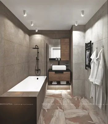 Дизайн Ванная в стиле Лофт в коричневом цвете №12868