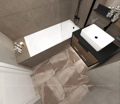 Дизайн Ванная в стиле Лофт в коричневом цвете №12868