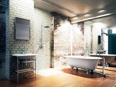 Красивый дизайн ванной комнаты в стиле лофт / Мебель Old-loft.com