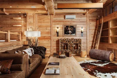 \u0026#9989; Гостиная в деревянном доме (16+ фото), дизайн интерьера гостиной в деревянном  доме | Houzz Россия