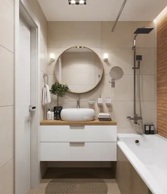 Интерьер ванной комнаты маленького размера - 74 фото