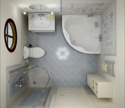 Интерьер маленькой ванной, совмещенной с туалетом
