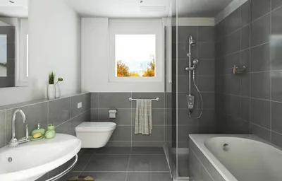 Оформление ванной комнаты серой плиткой: стили, сочетания, мебель