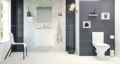 Идеи ванных комнат с серой плиткой - серая плитка в ванной комнате