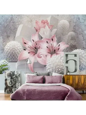 Фотообои 3D на стену флизелиновые 300х250 / Обои в гостиную, спальню, зал,  кухню / цветы / лилии Design Studio 3D 12488354 купить в интернет-магазине  Wildberries
