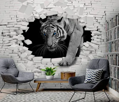 Фотообои Белый тигр 3д №23901 - цена, фото, отзывы | АВС-Decor