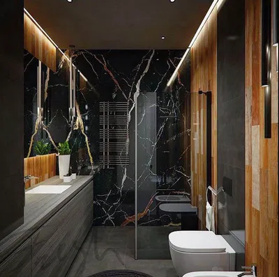 Черная ванная комната - фото оригинальных дизайнерских идей ванной