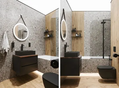 Чёрная сантехника в интерьере ванной: 20 стильных фотоидей