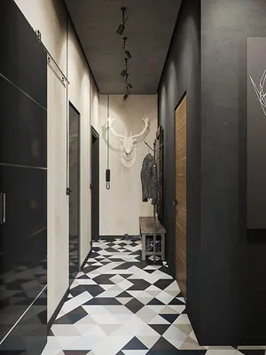 Черная плитка в коридоре - 75 фото