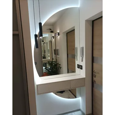 Полукруглое зеркало с задней подсветкой из двух частей с вырезом для  шкафа/консоли Веста — купить в Москве в интернет-магазине ROSESTAR, цена 39  870 ₽