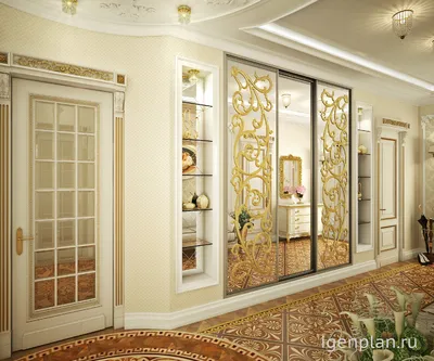 интерьер прихожей, коридора, холла, лестницы в Классическом стиле ,  дизайнер - Александр Березнев