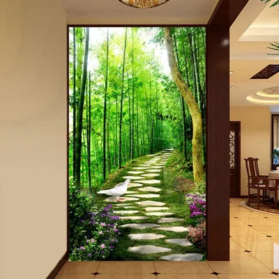 3D обои изготовление размеров под заказ бамбуковый лес небольшой дорожный  прихожей murales де сравнению современный Домашний декор живопись обои -  купить по выгодной цене | AliExpress