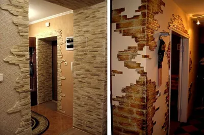 Дизайн коридора с декоративным камнем