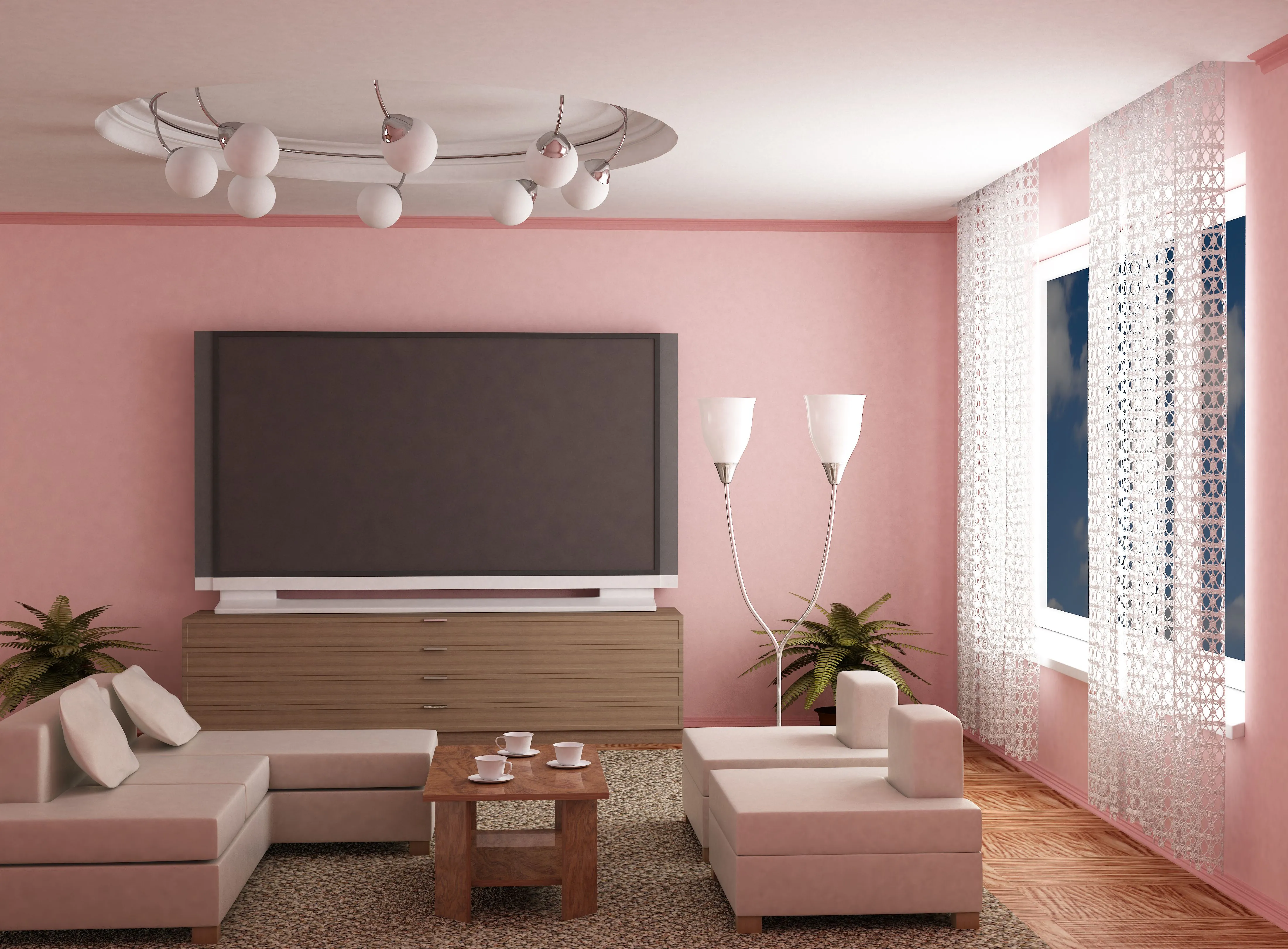 Включи телевизор в зале. Крашенные стены в гостиной. Комната с розовыми стенами. Цвет стен в зале. Покрашенные стены в интерьере.