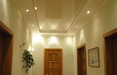 Освещение натяжных потолков: фото в зале, прихожей, спальне