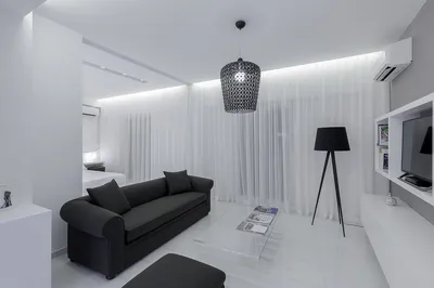 Черно белый интерьер гостиной - 54 фото