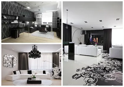 Зал в черно-белом стиле | Дизайн, Дом, Интерьер