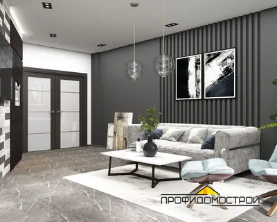 Черно-белый интерьер, трехкомнатная квартира в современном стиле |  Портфолио компании \"Домострой\"