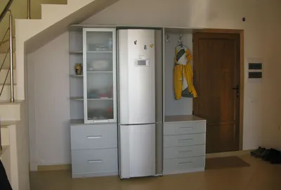 Холодильник в прихожей (32 фото): варианты дизайна прихожей с техникой. Как  спрятать холодильник в коридоре?