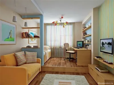 Дизайн гостиной и детской в одной комнате - зонирование интерьера