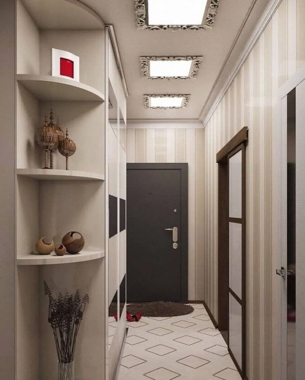 Дизайн узкой прихожей в квартире в современном стиле (33 фото)