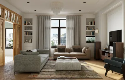 Дизайн гостиной с большим окном: 10 решений • Интерьер+Дизайн