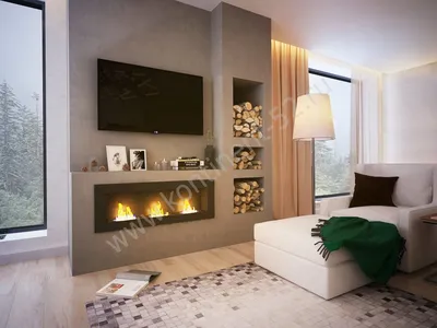 Дизайн гостиной с камином. Фото 2022