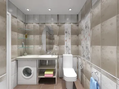 Интерьер маленькой ванной комнаты со стиральной машиной » Картинки и  фотографии дизайна квартир, домов, коттеджей