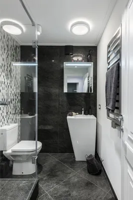 Черно-белый санузел | Интерьер, Небольшие ванные комнаты, Однокомнатная  квартира