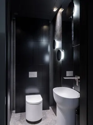 Туалет в черном стиле - 58 фото