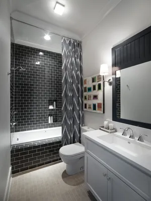 Черно–белая ванная комната в интерьере фото и 100% идеи сочетания
