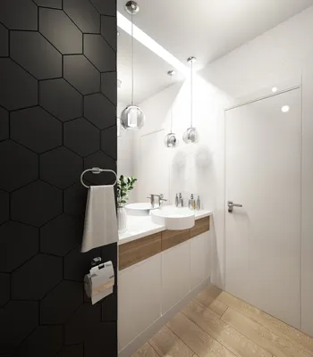Ванная комната и санузел с черно-белой плиткой - Студия дизайна «Малина»