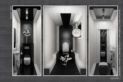 Черно-белая маленькая ванная комната дизайн » Картинки и фотографии дизайна  квартир, домов, коттеджей