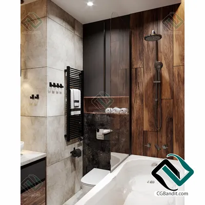 Natural bathroom интерьер санузел, ванная 3D модель скачать на CGBandit в  формате 3d max, 3ds, obj, fbx, материалы Vray, Corona Render