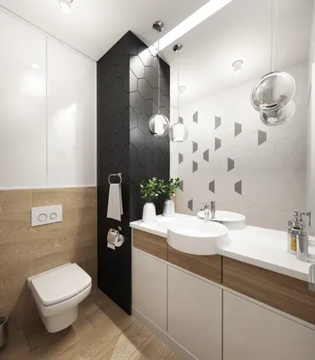 Ванная комната и санузел с черно-белой плиткой - Студия дизайна «Малина»