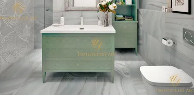 Мебельный гарнитур для ванной комнаты фисташкового цвета купить в Москве