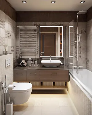 Простой дизайн ванной комнаты с туалетом - 70 фото