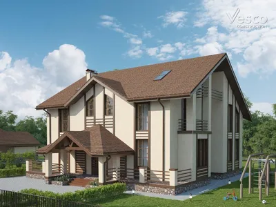 Проект в стиле шале Балтия с камином в спальне (318,86 кв.м.) — Надежное  строительство вашего дома