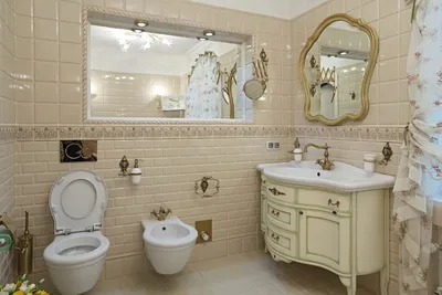 Ванная в стиле прованс: интерьер в маленькой квартире и загородном доме,  фото