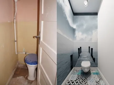 Ремонт туалета до и после - 67 фото