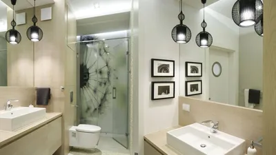 Потолочное освещение в ванной - 57 фото