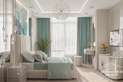 Дизайн женской спальни в ЖК \"Busov Hill\" ⋆ Студия дизайна элитных  интерьеров Luxury Antonovich Design
