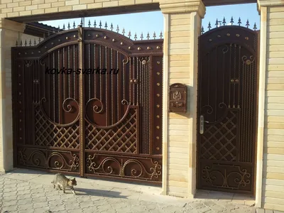 Украшение и защита любого частного владения - это кованные ворота с  калиткой. С помощью их создается уникальный дизайн всег… | Ворота, Дизайн  двери, Железные ворота