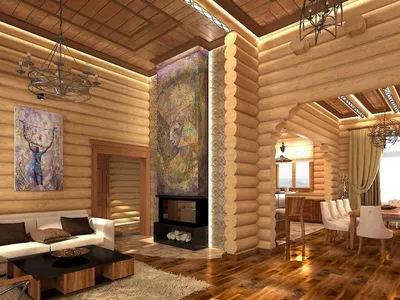 Интерьер деревянного дома внутри - 70 фото