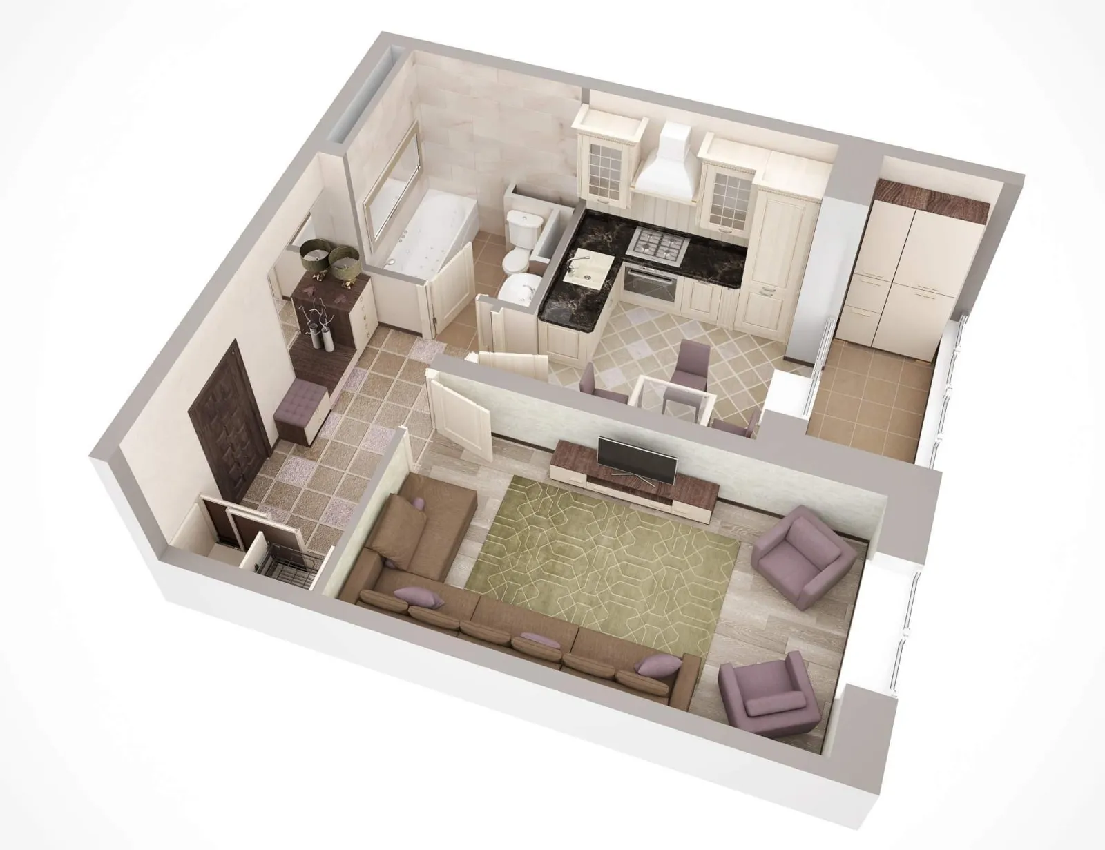 Дизайн однокомнатной квартиры в 40 квадратных метров: подборка фото