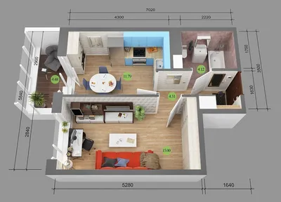 Дизайн квартиры 36 кв. м. [60+ фото], планировки 1,2-комнатных, студий