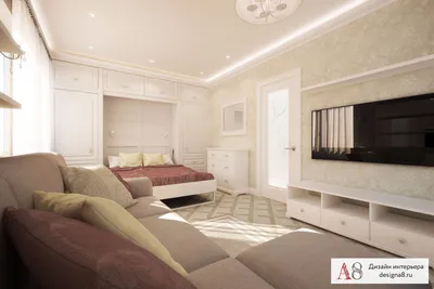 Дизайн проект однокомнатной квартиры в 40 кв.м — фото дизайна интерьера 1 к. кв. в Санкт-Петербурге
