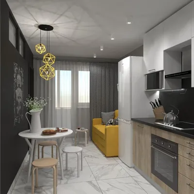 Дизайн однокомнатной квартиры 35,9 кв. | Архитектурный журнал ADCity |  Длинные гостиные, Интерьер кухни, Интерьер