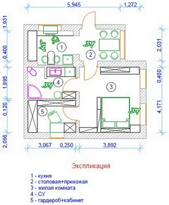 Дизайн и планировка квартиры 35 кв м