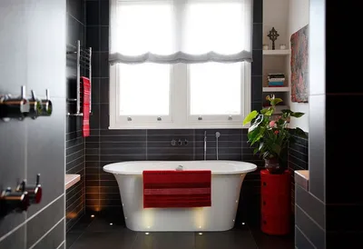 Красно белая ванная комната - 72 фото